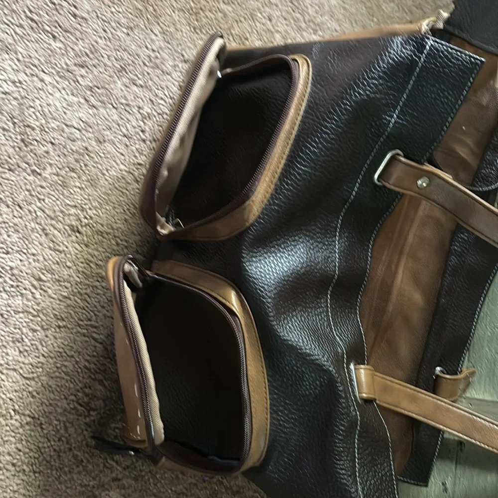 Companion road , leather material pet carrier.
